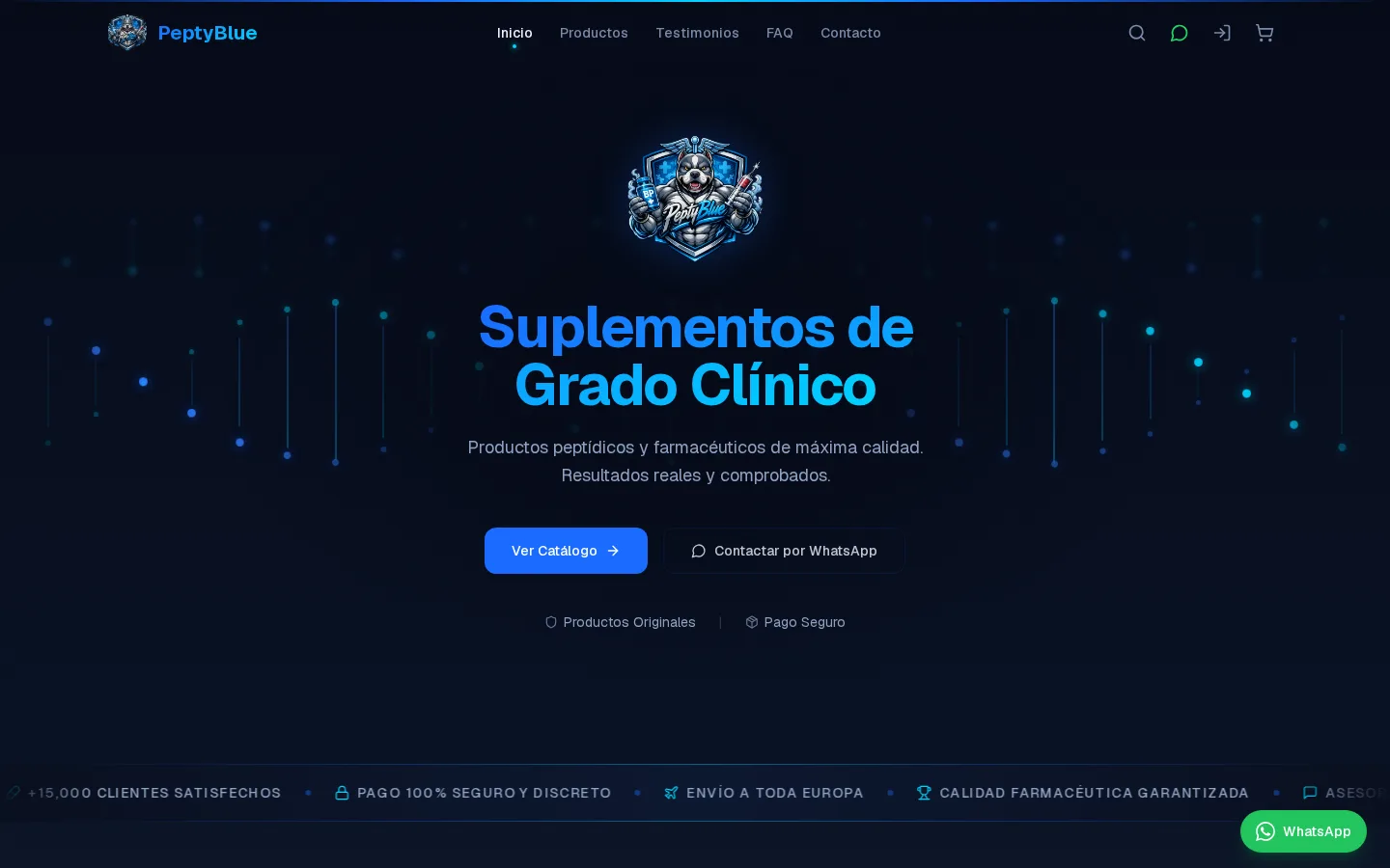 Captura del sitio web de PeptyBlue